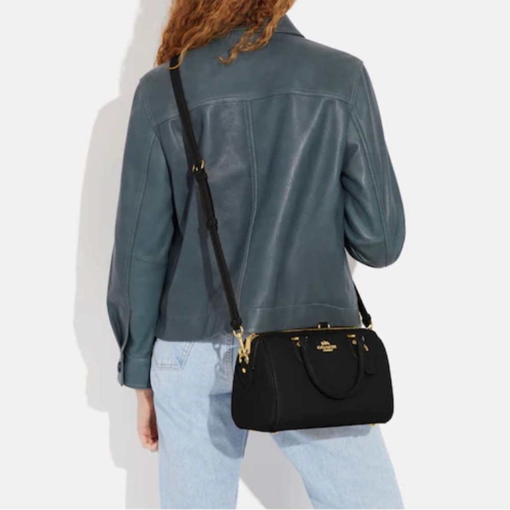 NWT Coach Rowan Satchel/ Black / Leather-Gold - Picture 5 of 13